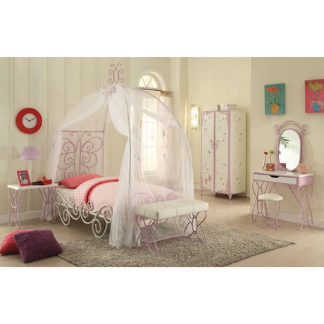 Priya II White & Light Purple Full Bed - Ornate Home