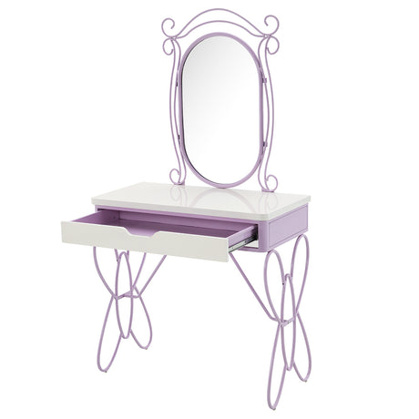Priya II White & Light Purple Vanity Set - Ornate Home