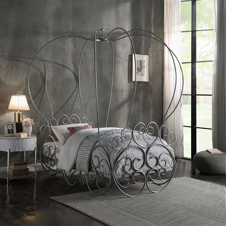 Priya Silver Twin Bed w/ Canopy - Ornate Home