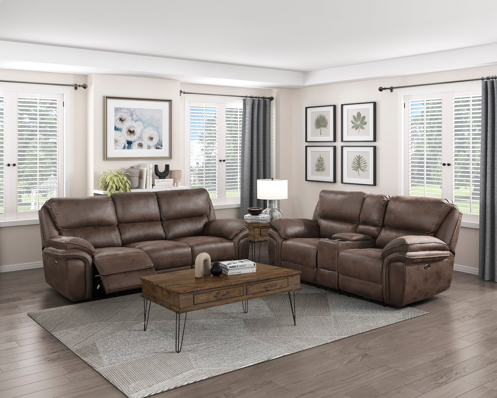 Proctor Brown Power Double Reclining Sofa - Ornate Home