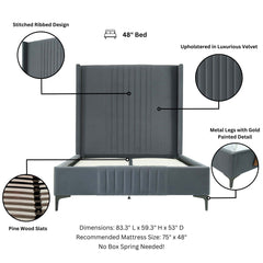Promenade 48" Bed in Grey - Ornate Home