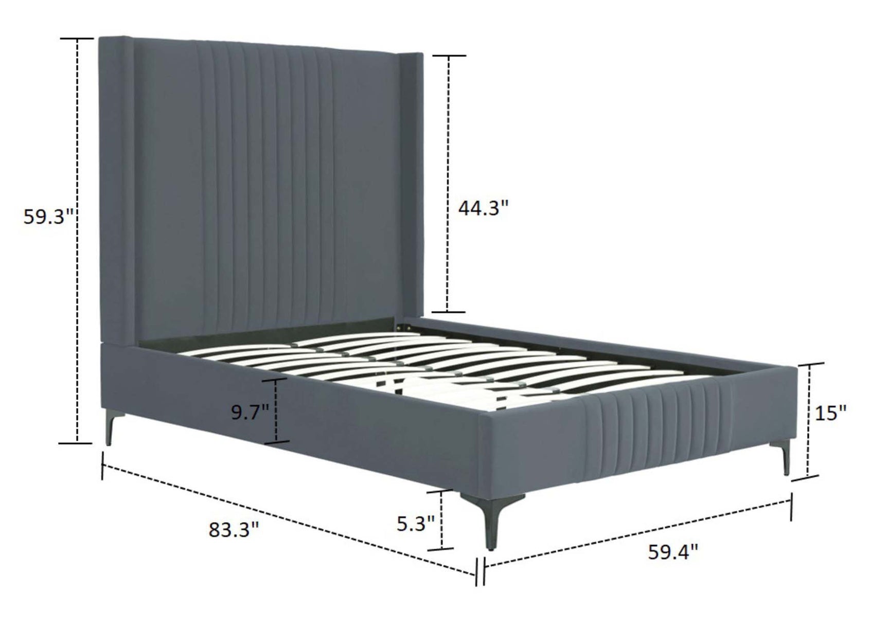 Promenade Full- Size Bed in Grey - Ornate Home