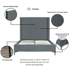 Promenade Full- Size Bed in Grey - Ornate Home