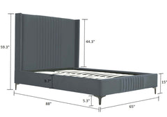 Promenade Queen-Size Bed in Grey - Ornate Home