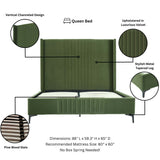 Promenade Queen-Size Bed in Moss Green - Ornate Home