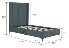 Promenade Twin-Size Bed in Grey - Ornate Home
