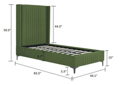 Promenade Twin-Size Bed in Moss Green - Ornate Home