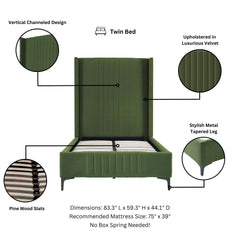 Promenade Twin-Size Bed in Moss Green - Ornate Home