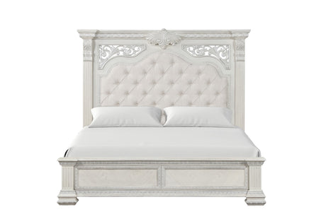 Promenade Wire Brushed White Eastern King Bed - Ornate Home