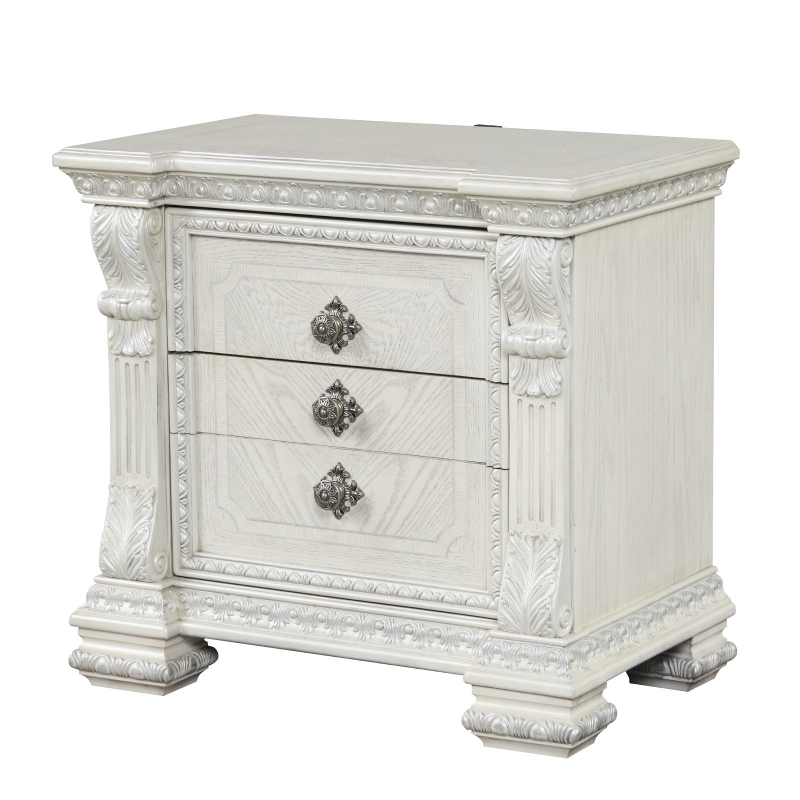 Promenade Wire Brushed White Nightstand - Ornate Home