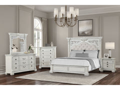 Promenade Wire Brushed White Queen 4 Piece Bedroom Set - Ornate Home