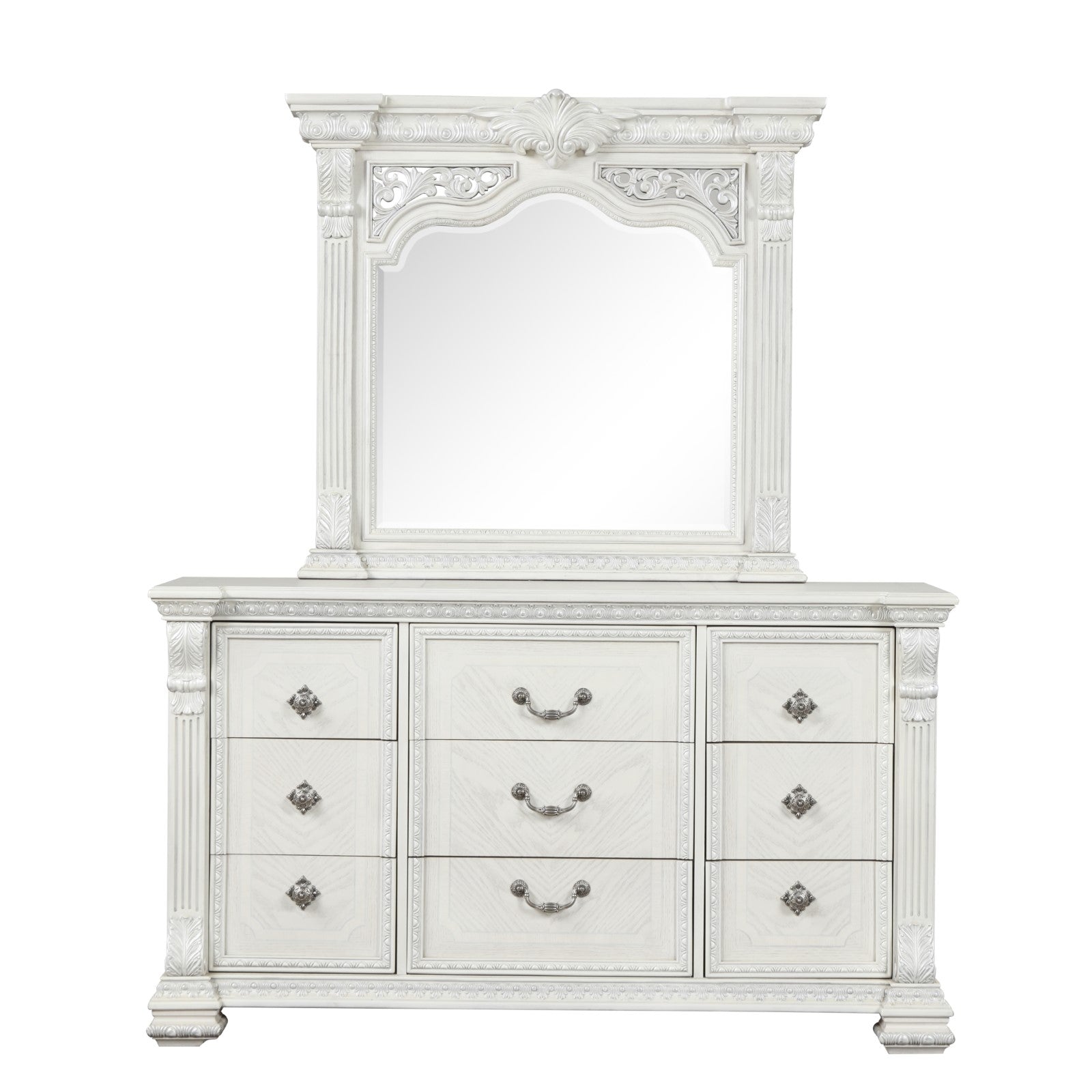 Promenade Wire Brushed White Queen 4 Piece Bedroom Set - Ornate Home