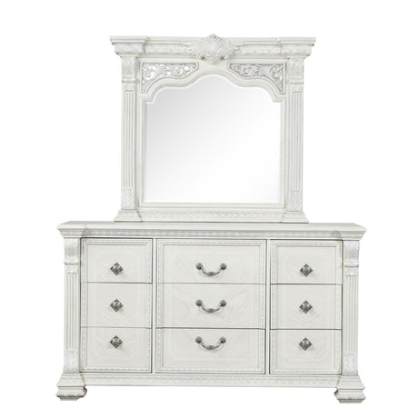 Promenade Wire Brushed White Queen 4 Piece Bedroom Set - Ornate Home