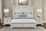 Promenade Wire Brushed White Queen 5 Piece Bedroom Set w/2 Nightstands - Ornate Home