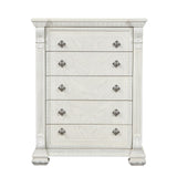 Promenade Wire Brushed White Queen 5 Piece Bedroom Set w/Chest - Ornate Home