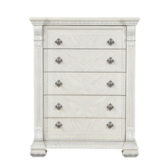 Promenade Wire Brushed White Queen 5 Piece Bedroom Set w/Chest - Ornate Home
