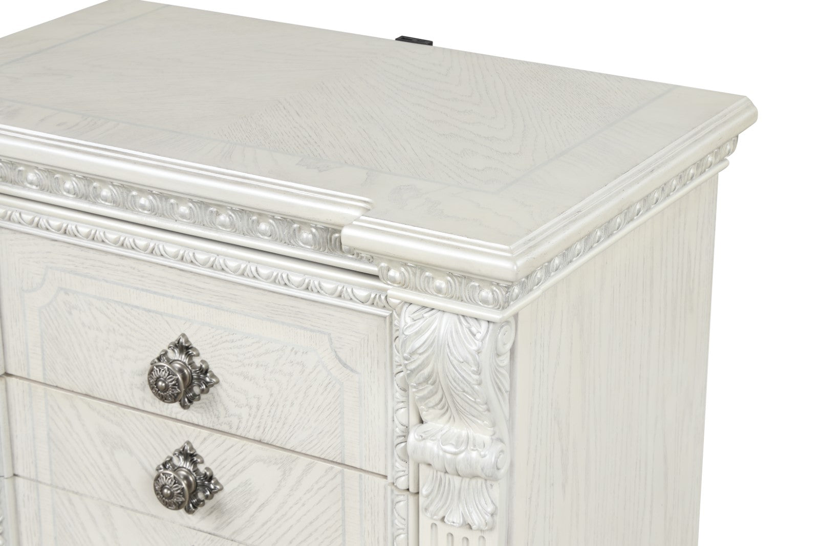 Promenade Wire Brushed White Queen 5 Piece Bedroom Set w/Chest - Ornate Home