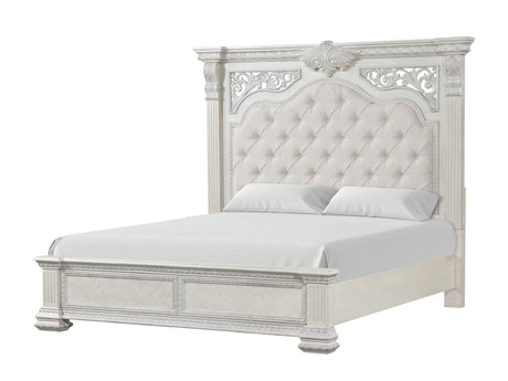 Promenade Wire Brushed White Queen Bed - Ornate Home