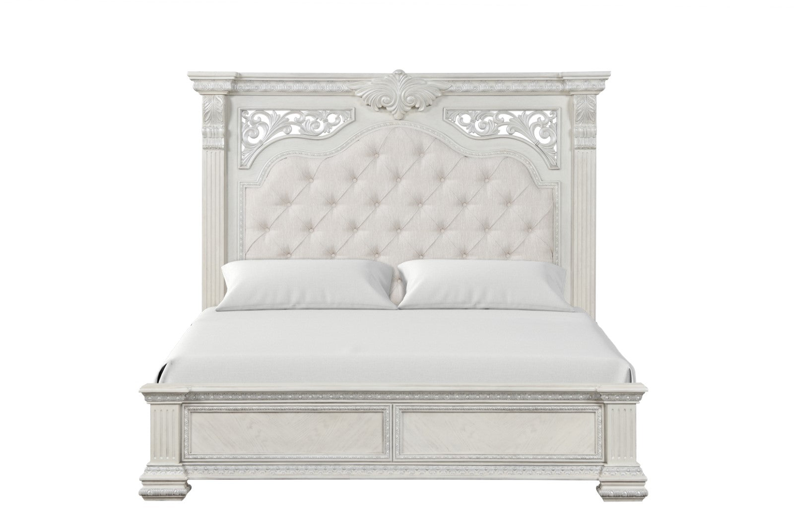 Promenade Wire Brushed White Queen Bed - Ornate Home