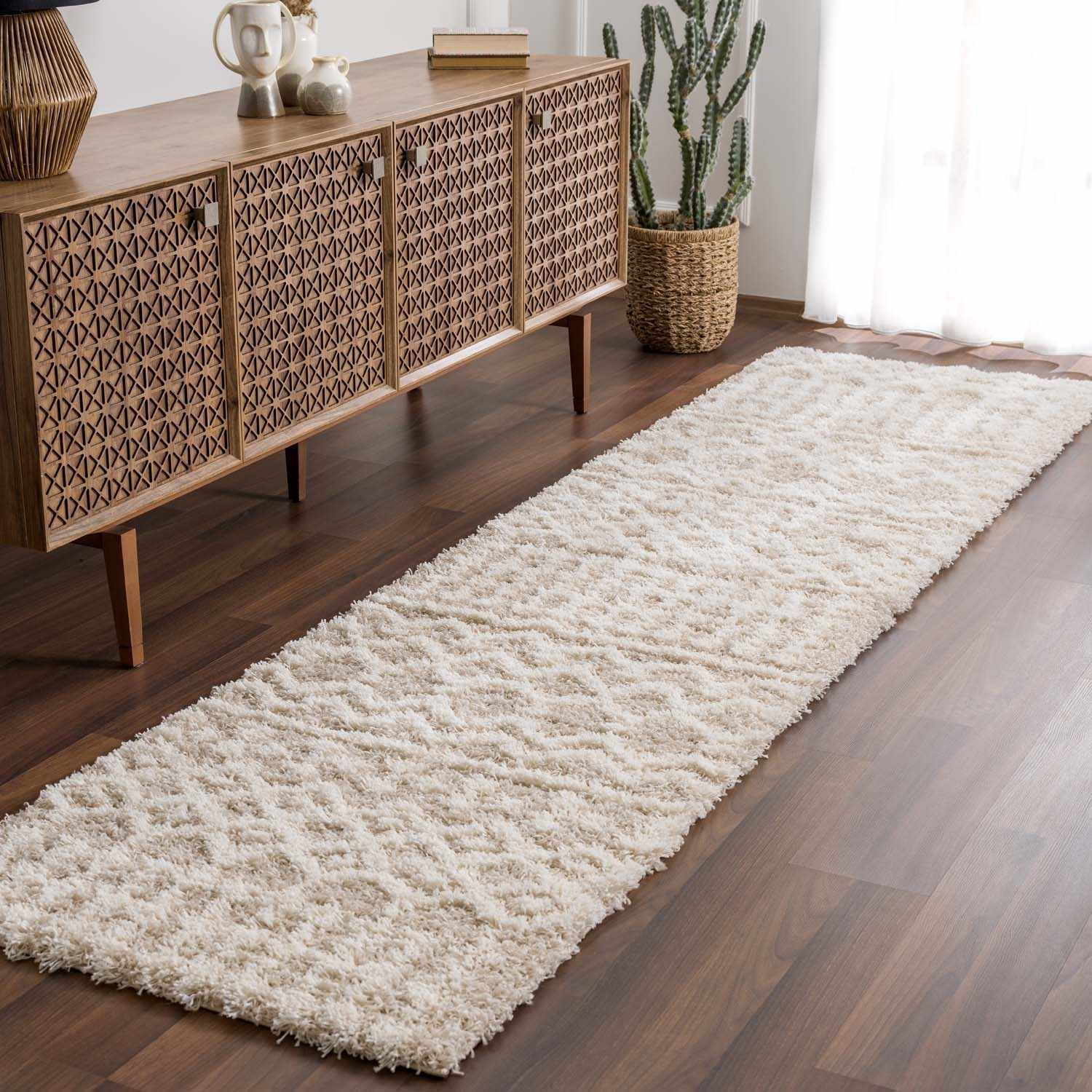 Prompton Cream Plush Area Rug - Ornate Home
