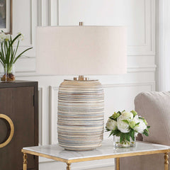 Prospect Blue/Brown/White Ceramic Large Table Lamp - Ornate Home