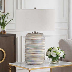 Prospect Blue/Brown/White Ceramic Large Table Lamp - Ornate Home