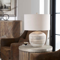 Prospect Blue/Brown/White Striped Accent Lamp - Ornate Home