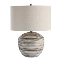 Prospect Blue/Brown/White Striped Accent Lamp - Ornate Home