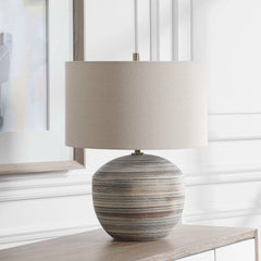 Prospect Blue/Brown/White Striped Accent Lamp - Ornate Home