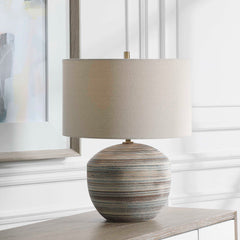 Prospect Blue/Brown/White Striped Accent Lamp - Ornate Home