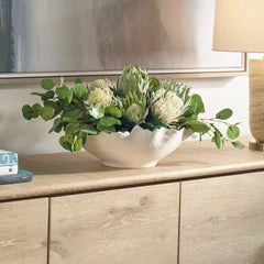 Protea Blooms White Bowl Centerpiece - Ornate Home