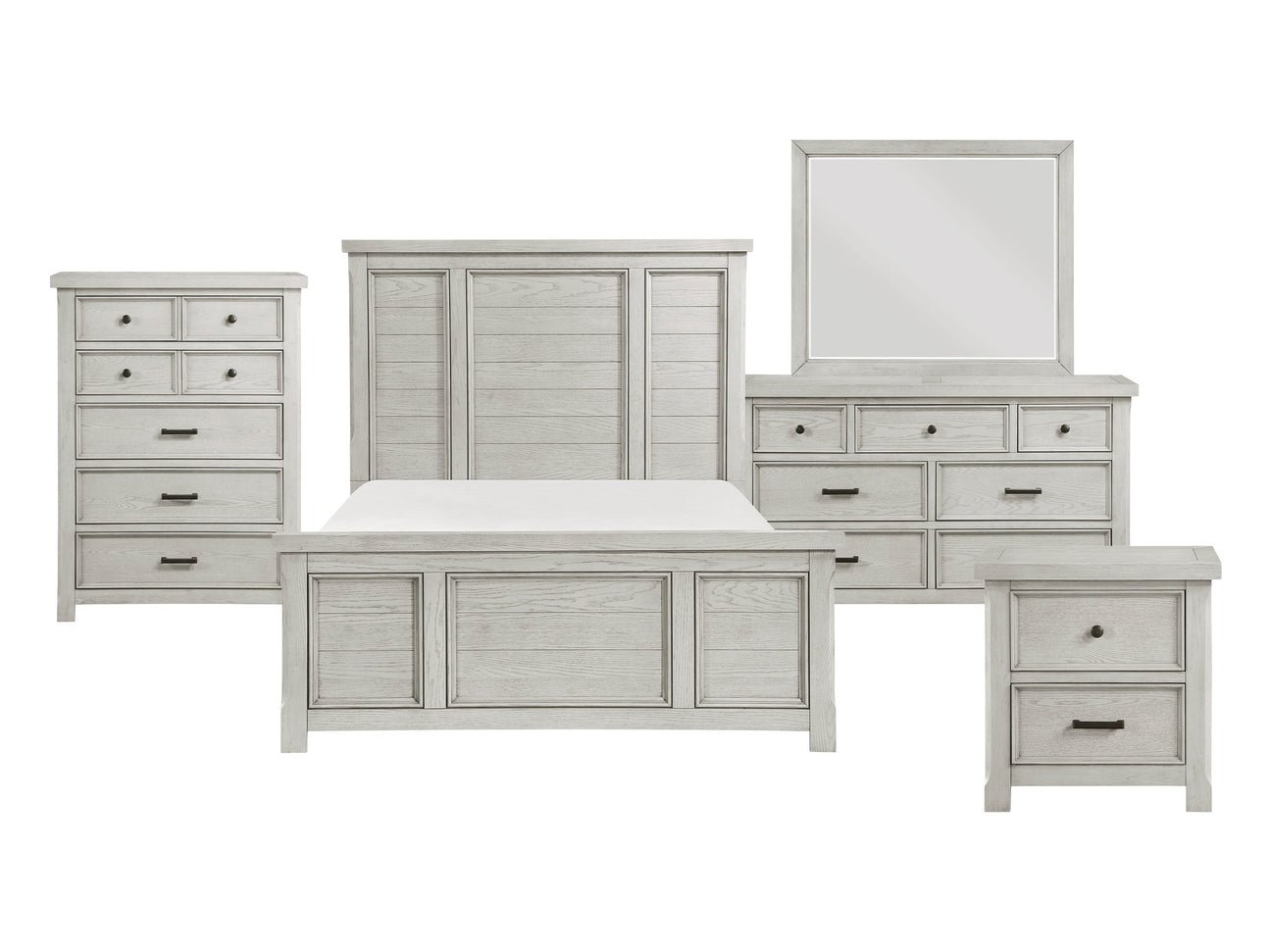 Providence Light Gray 5-Piece Queen Bedroom Set - Ornate Home
