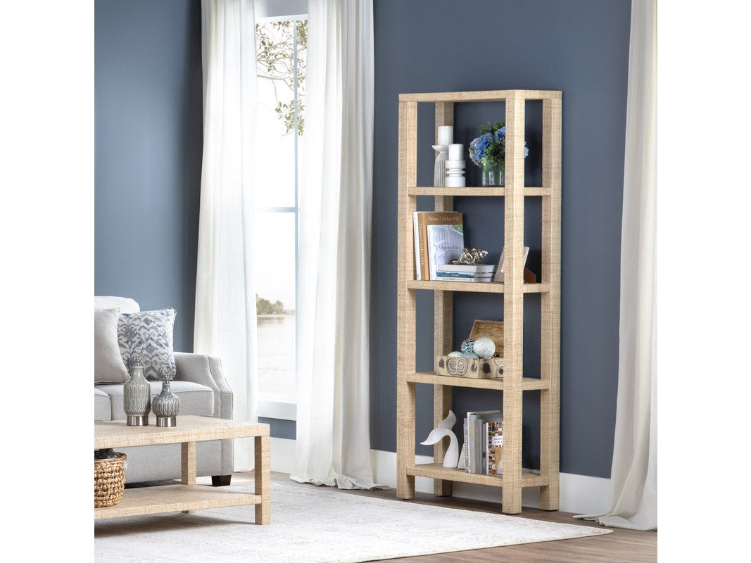 Providence Tan 4 Shelf Rafia Etagere - Ornate Home
