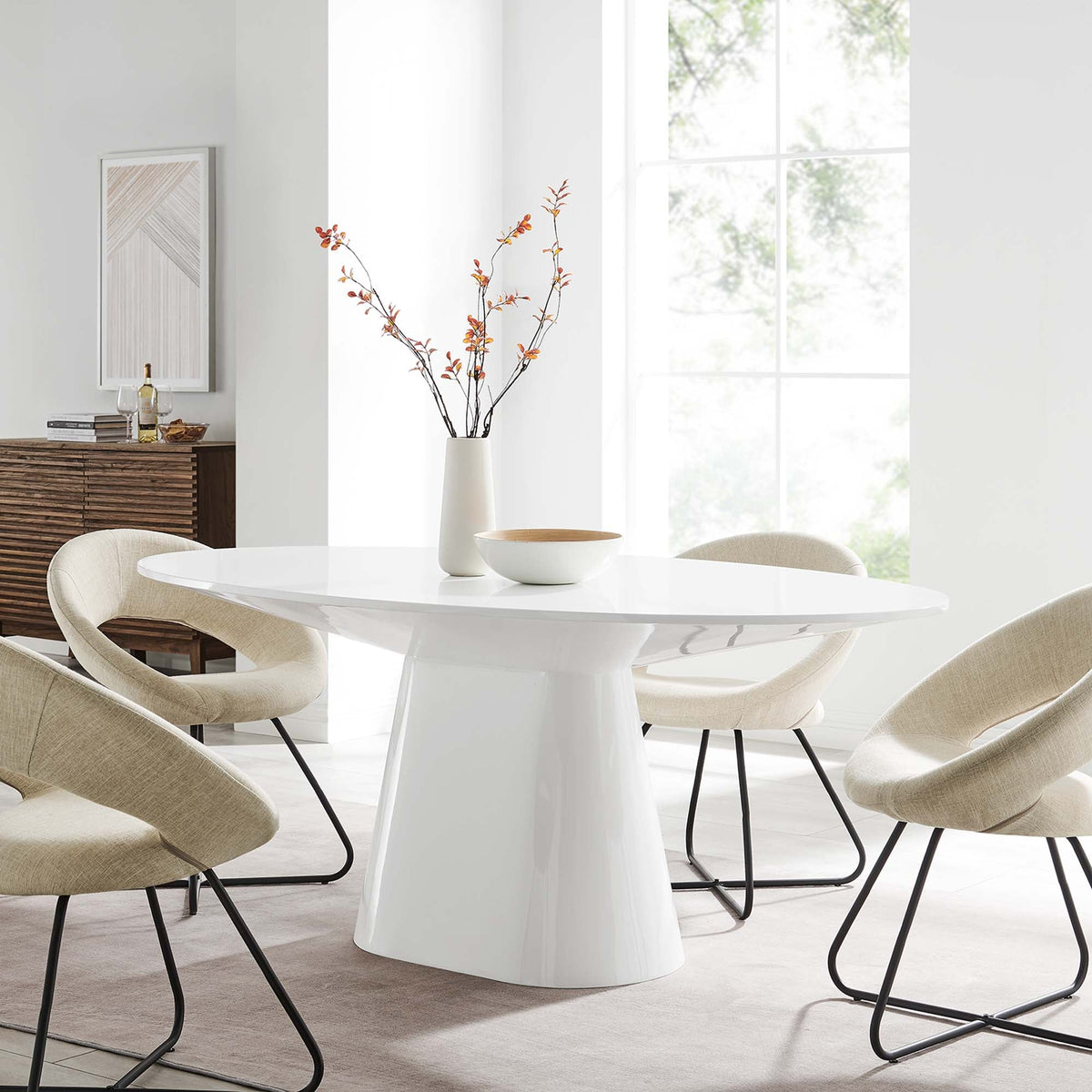 Provision White 75" Oval Dining Table - Ornate Home