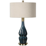Prussian Blue Ceramic Lamp - Ornate Home
