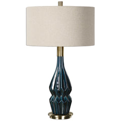 Prussian Blue Ceramic Lamp - Ornate Home