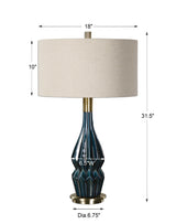 Prussian Blue Ceramic Lamp - Ornate Home
