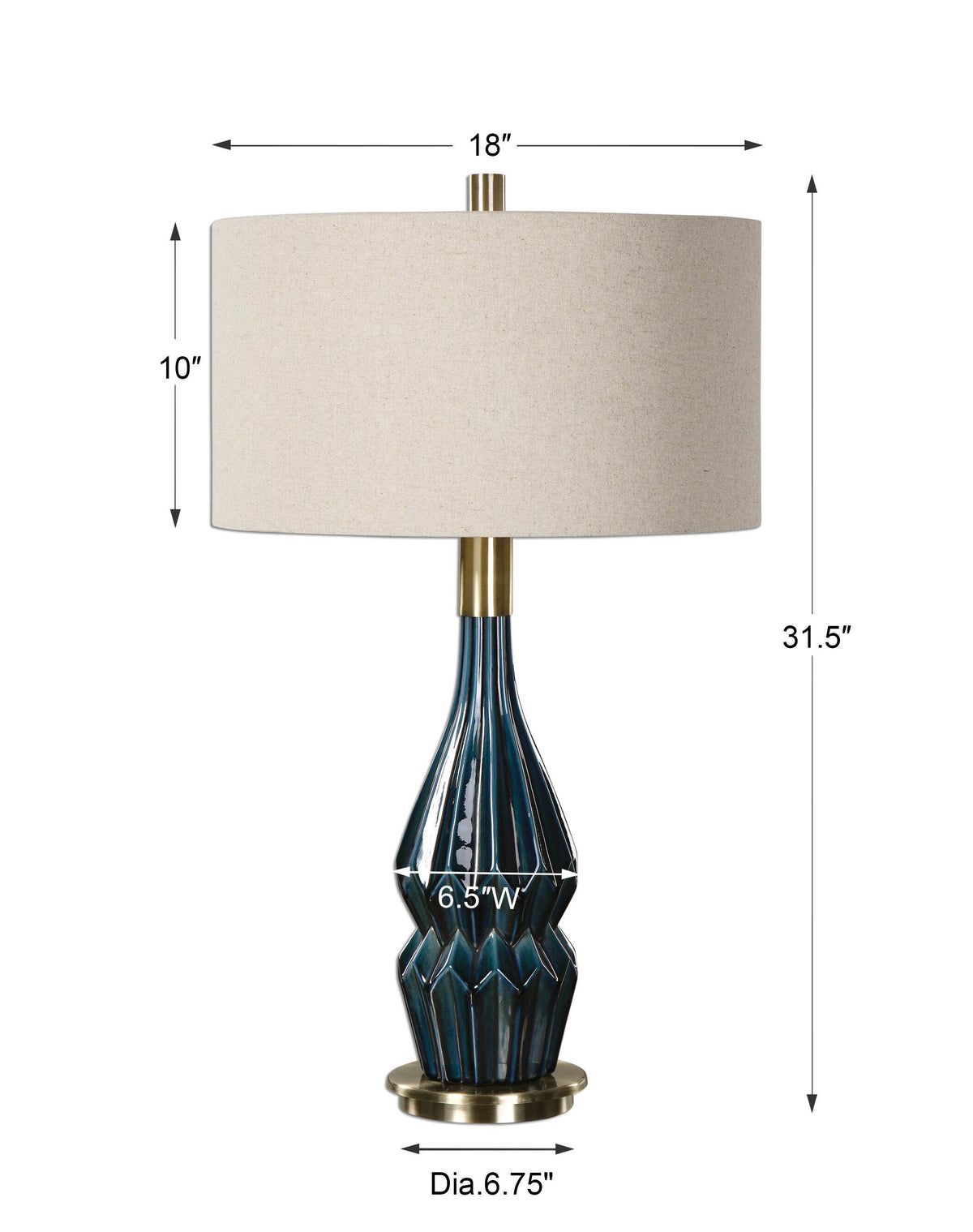 Prussian Blue Ceramic Lamp - Ornate Home
