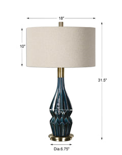 Prussian Blue Ceramic Lamp - Ornate Home
