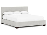 Pryce White/Cream Fabric California King Panel Bed - Ornate Home