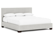 Pryce White/Cream Fabric California King Panel Bed - Ornate Home