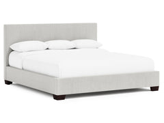 Pryce White/Cream Fabric California King Panel Bed - Ornate Home
