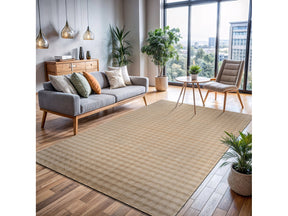 Puff Beige Checkered Ultra Soft Plush Non Slip Washable Area Rugs - Ornate Home