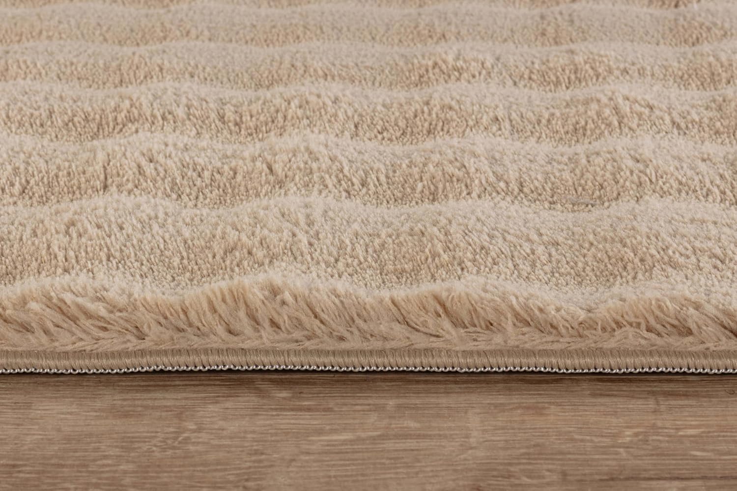 Puff Beige Checkered Ultra Soft Plush Non Slip Washable Area Rugs - Ornate Home