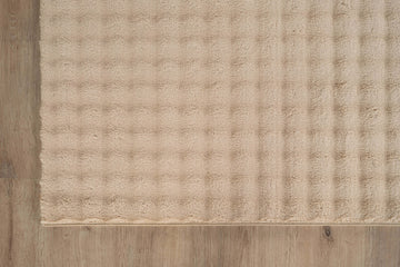 Puff Beige Checkered Ultra Soft Plush Non Slip Washable Area Rugs - Ornate Home