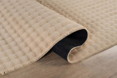 Puff Beige Checkered Ultra Soft Plush Non Slip Washable Area Rugs - Ornate Home