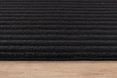 Puff Black Ribbed Ultra Soft Plush Non Slip Washable Area Rugs - Ornate Home