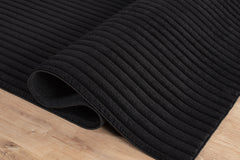 Puff Black Ribbed Ultra Soft Plush Non Slip Washable Area Rugs - Ornate Home