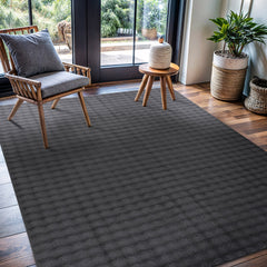 Puff Dark Gray Checkered Ultra Soft Plush Non Slip Washable Area Rugs - Ornate Home