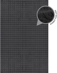 Puff Dark Gray Checkered Ultra Soft Plush Non Slip Washable Area Rugs - Ornate Home